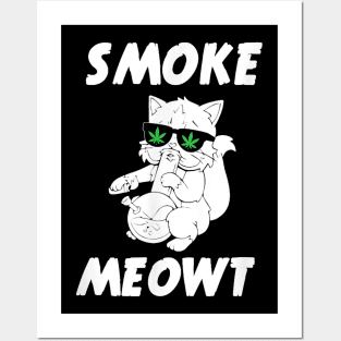 Funny Smoke Meowt Stoner Cat Weed Posters and Art